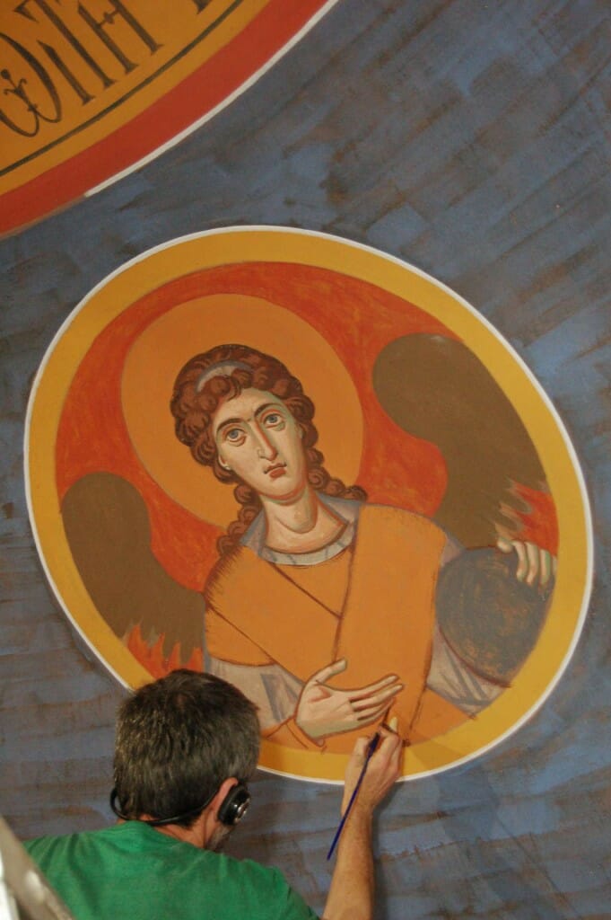 Vladimir painting the angels.