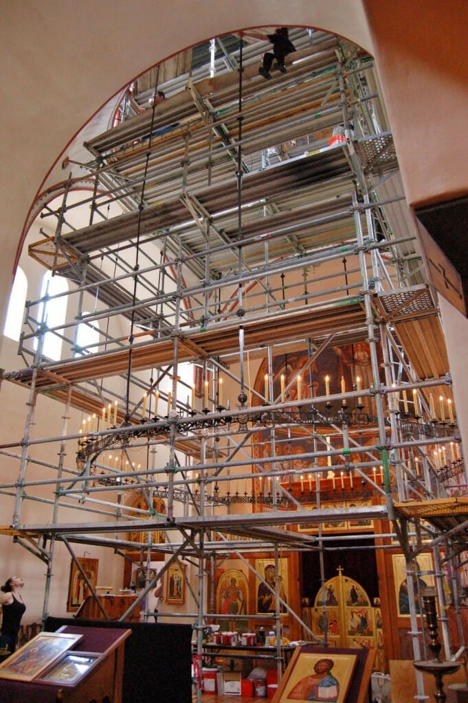 The scaffolding.