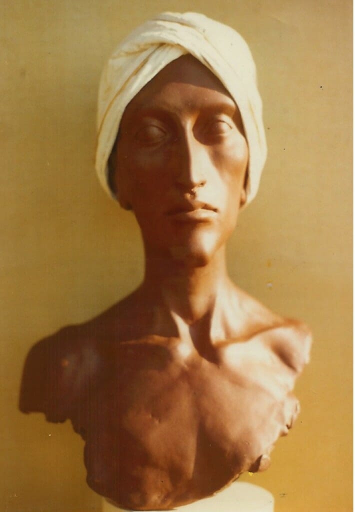 Man in a White Turban, 2. By Aidan Hart, 1982. Ceramic, plaster, fabric.