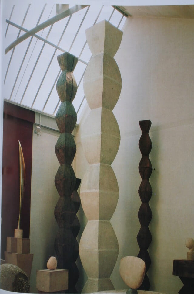 ‘Endless Columns’, in Brancusi’s studio, Paris.