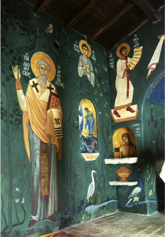 North east wall. Chapel of the Life Giving Spring, Evia, Greece. Aidan Hart. Fresco.