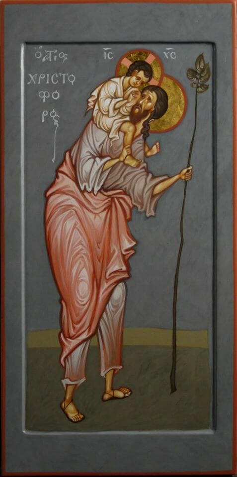 MAXIM SHESHAKOV, St. Christopher. Egg tempera on gessoed panel.