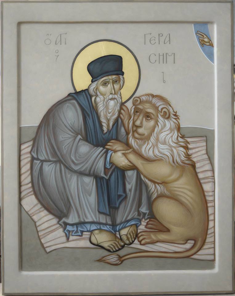 MAXIM SHESHAKOV, St. Gerasimos with Lion. Egg tempera on wood.