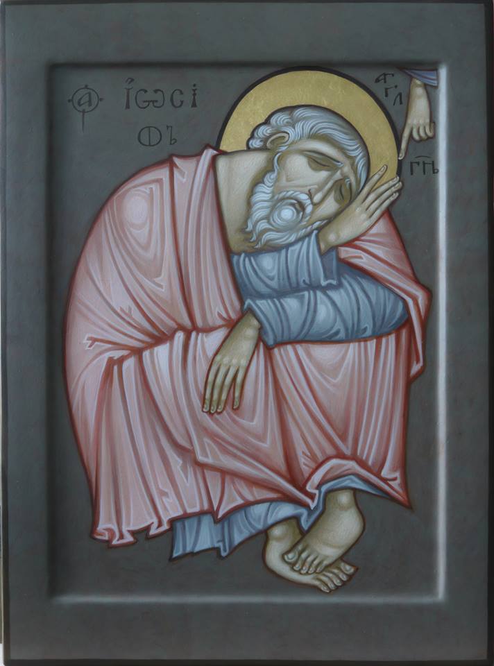 MAXIM SHESHAKOV, St. Joseph the Bethrothed Asleep. Egg tempera on gessoed panel. 