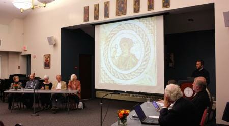 Symposium participants at the public panel discussion on the sacred arts, Saturday evening, Sep. 17. (photo: Mary Honoré)
