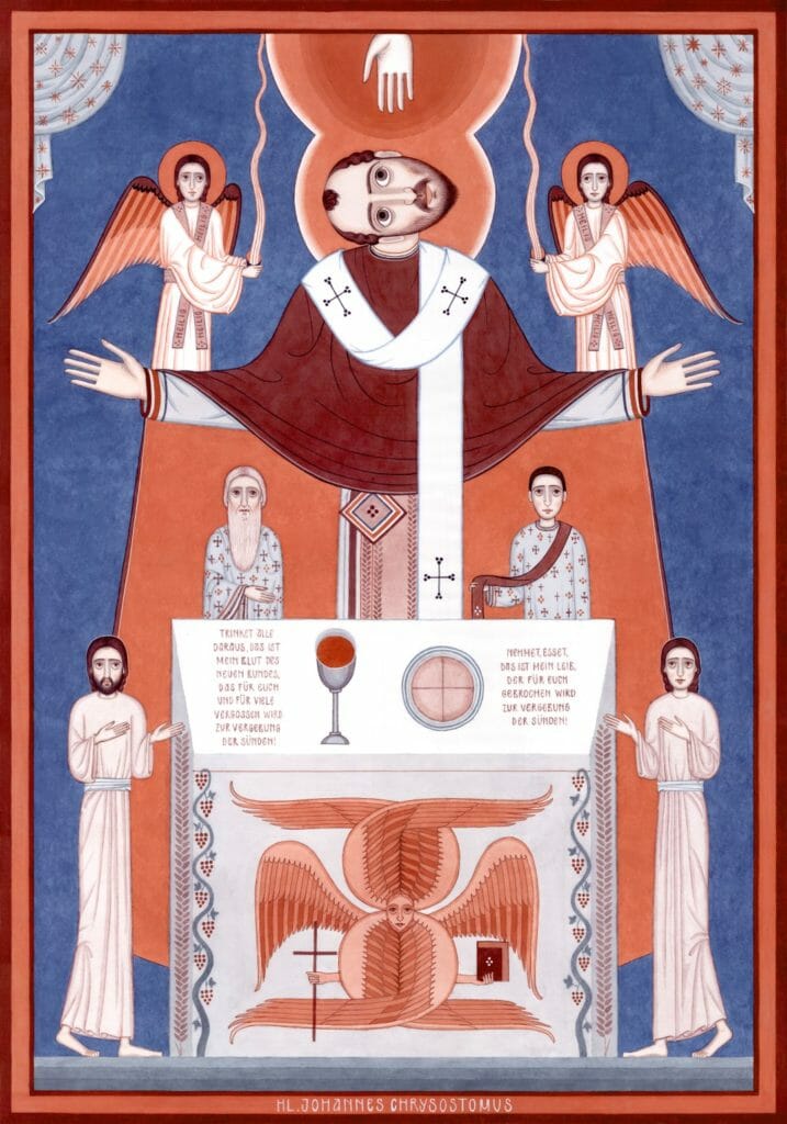 Nikola Sarić - St-John Chrysostom. From the Witness cycle. 100×70 cm, water colour on paper.