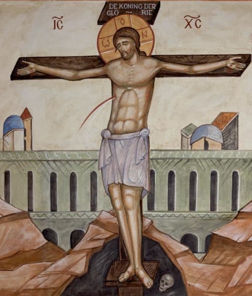 (detail) The Crucifixion fresco by Joris Van Ael