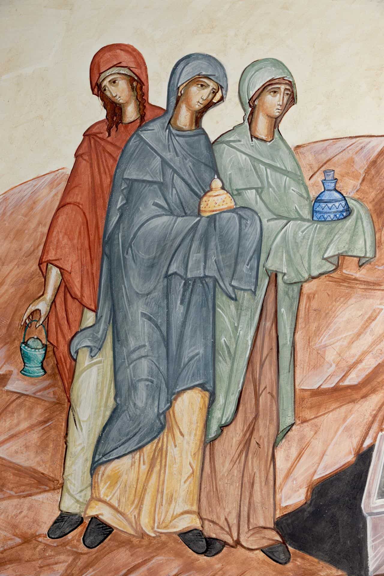 (detail) The Myrrh Bearing Women fresco by Joris Van Ael