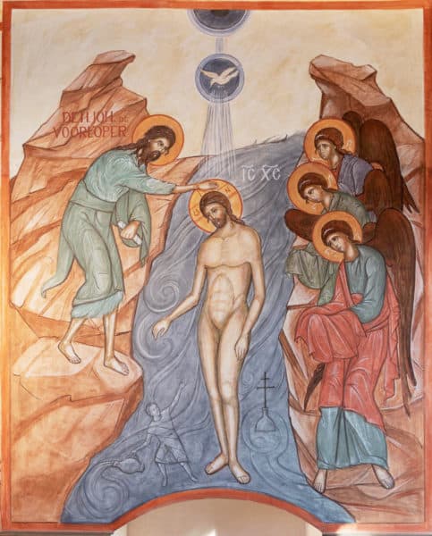 Baptism of Christ fresco iconography by Joris Van Ael