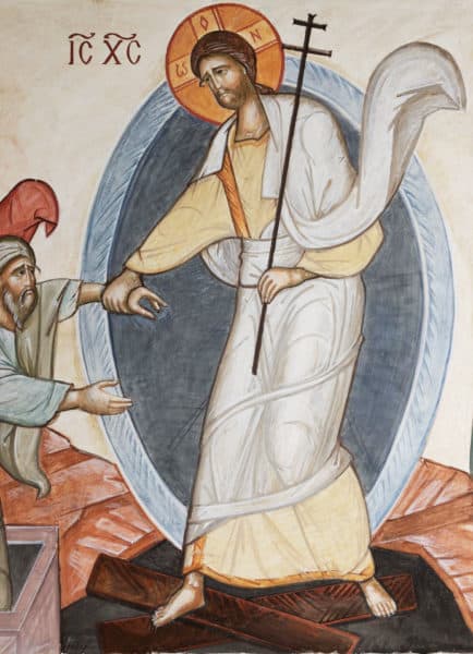 (detail) Finished Anastasis fresco icon by Joris Van Ael