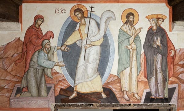Finished Anastasis fresco icon by Joris Van Ael