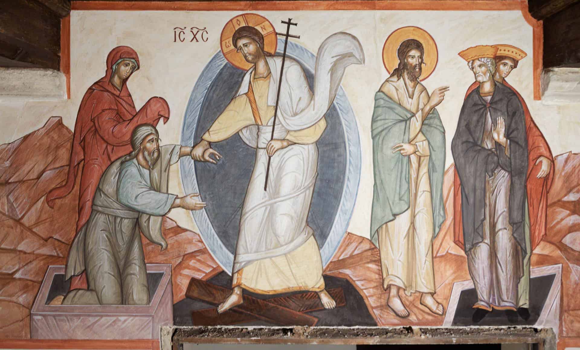 Finished Anastasis fresco icon by Joris Van Ael