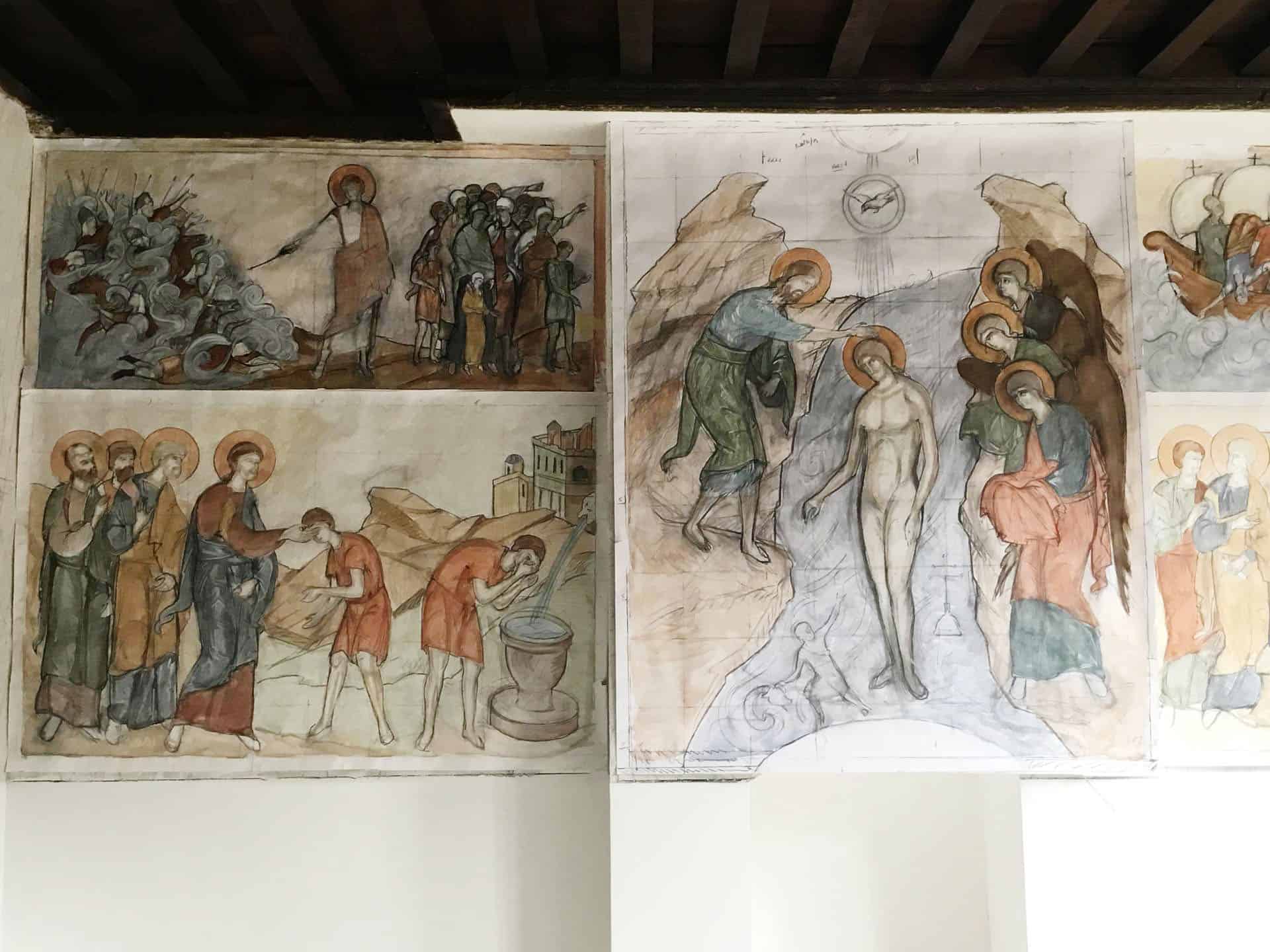 Baptism wall left side - color studies
