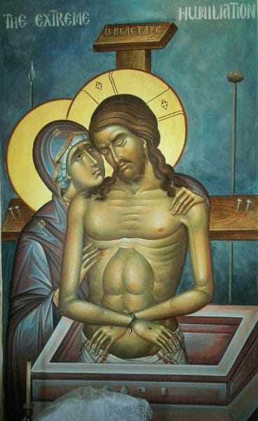 Extreme Humiliation icon with Christ and His Mother