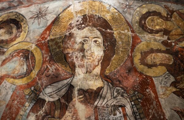 Deisis. Fresco mural by Tevdore, - a Svan iconographer, who worked in the XII century