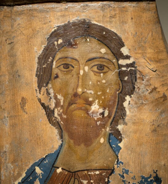 Icon of Christ Pantocrator. Detail. XII century. Mestia museum