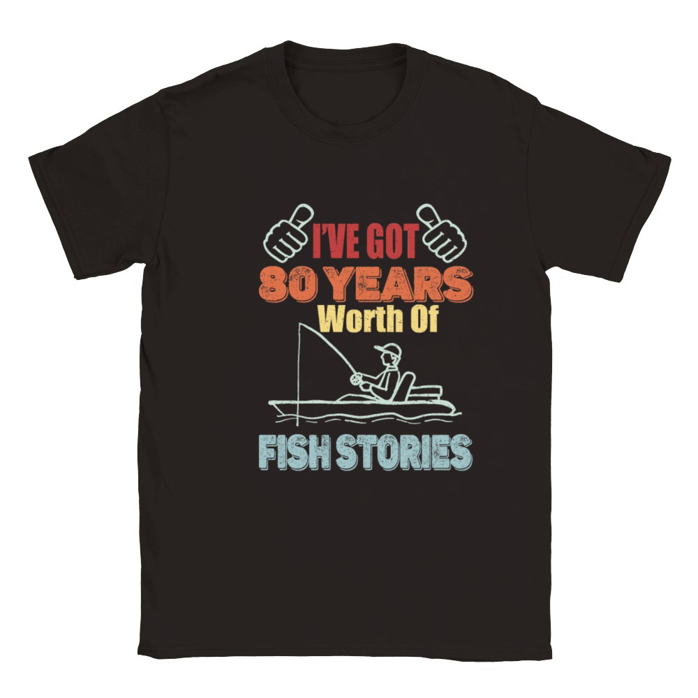 80 Years Worth Of Fish Stories-1941 Birthday Gift Classic Kids Crewneck T-shirt