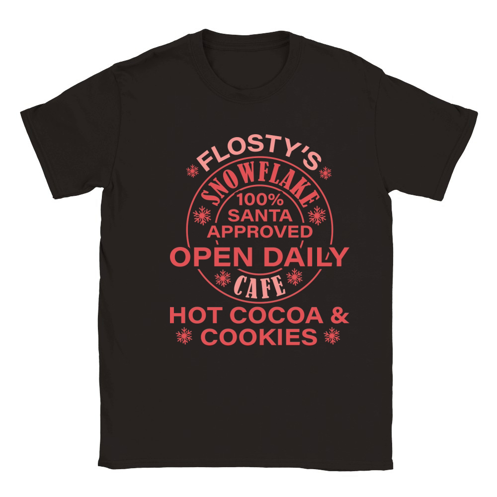 Flosty’s Snowflake 100% santa approved open daily cafe Classic Kids Crewneck T-shirt