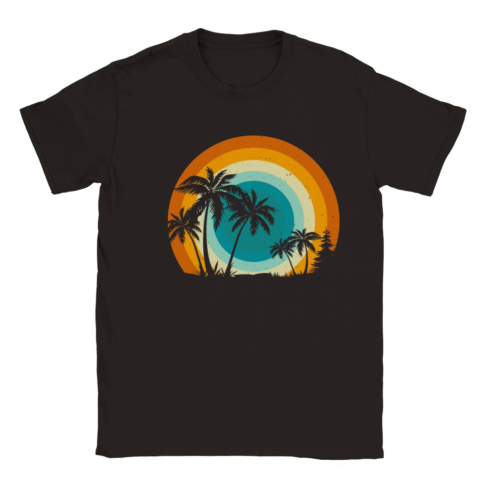 Retro Vintage Beach Palm Tree Classic Kids Crewneck T-shirt