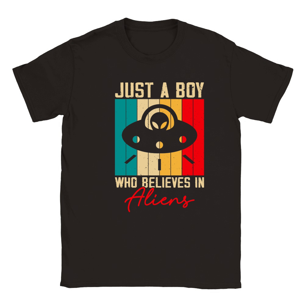 Vintage UFO Alien  just a boy who believes in Aliens 2 Classic Kids Crewneck T-shirt