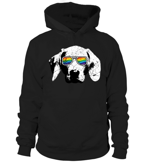 Gay LGBT Pride Dog With Weimaraner Flag Sunglasses Hoodie Unisex