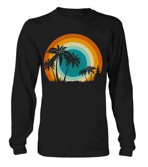 Retro Vintage Beach Palm Tree Long sleeved Unisex
