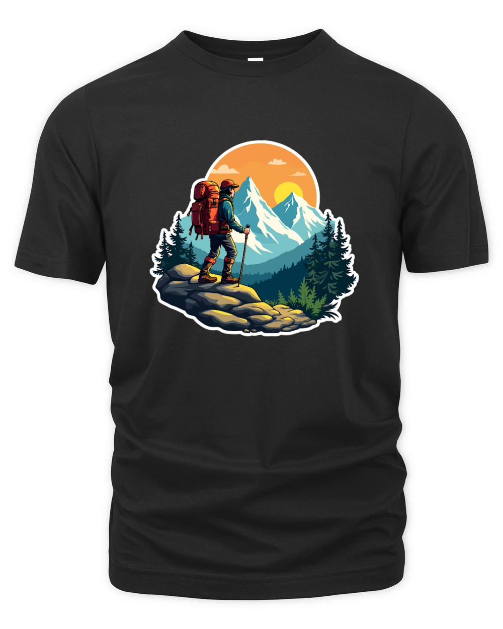 Mountain explorer hiking adventure Illus 20 Organic Unisex T-shirt