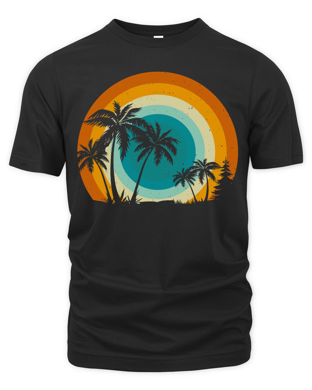 Retro Vintage Beach Palm Tree Organic Unisex T-shirt