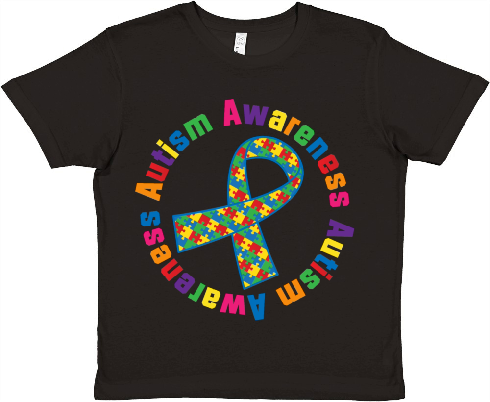 Autism Awareness Puzzle Ribbon Premium Kids Crewneck T-shirt