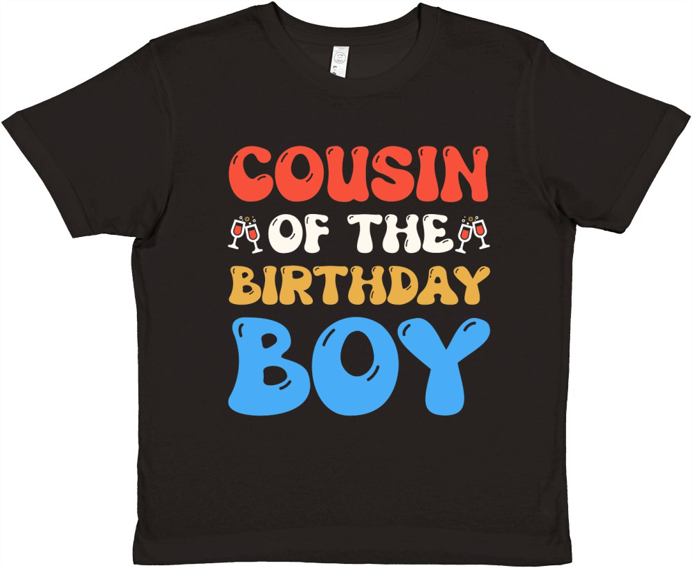 Cousin of the Birthday Boy T Shirt Design (1) Premium Kids Crewneck T-shirt