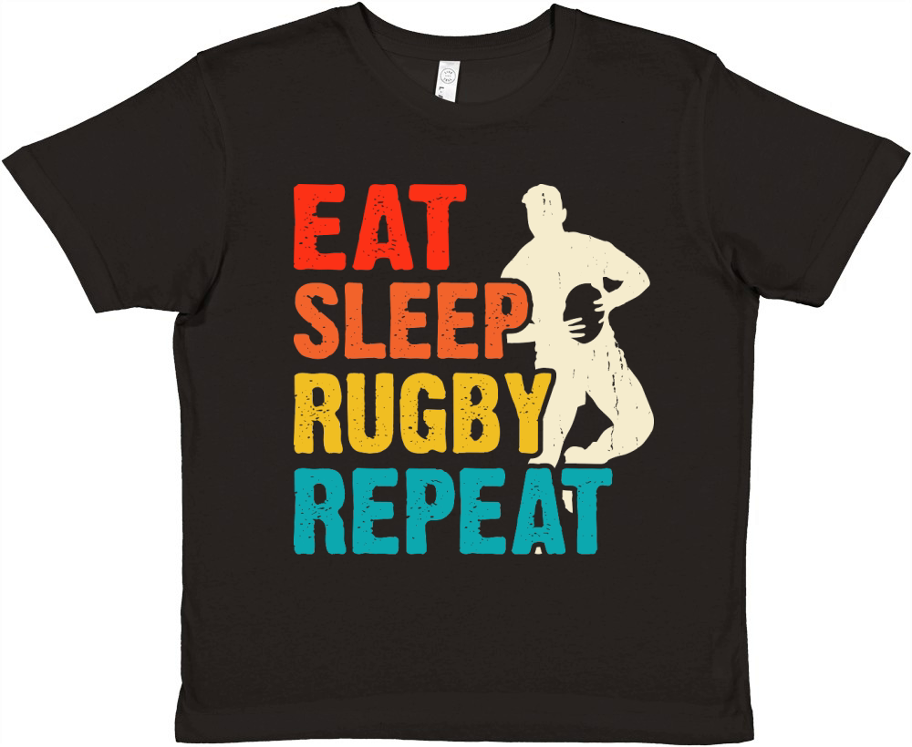 eat sleep rugby repeat 2 Premium Kids Crewneck T-shirt