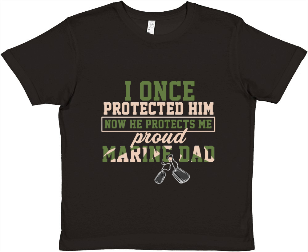 I Once Protected Him Now He Protects Me Proud Marine Dad Premium Kids Crewneck T-shirt