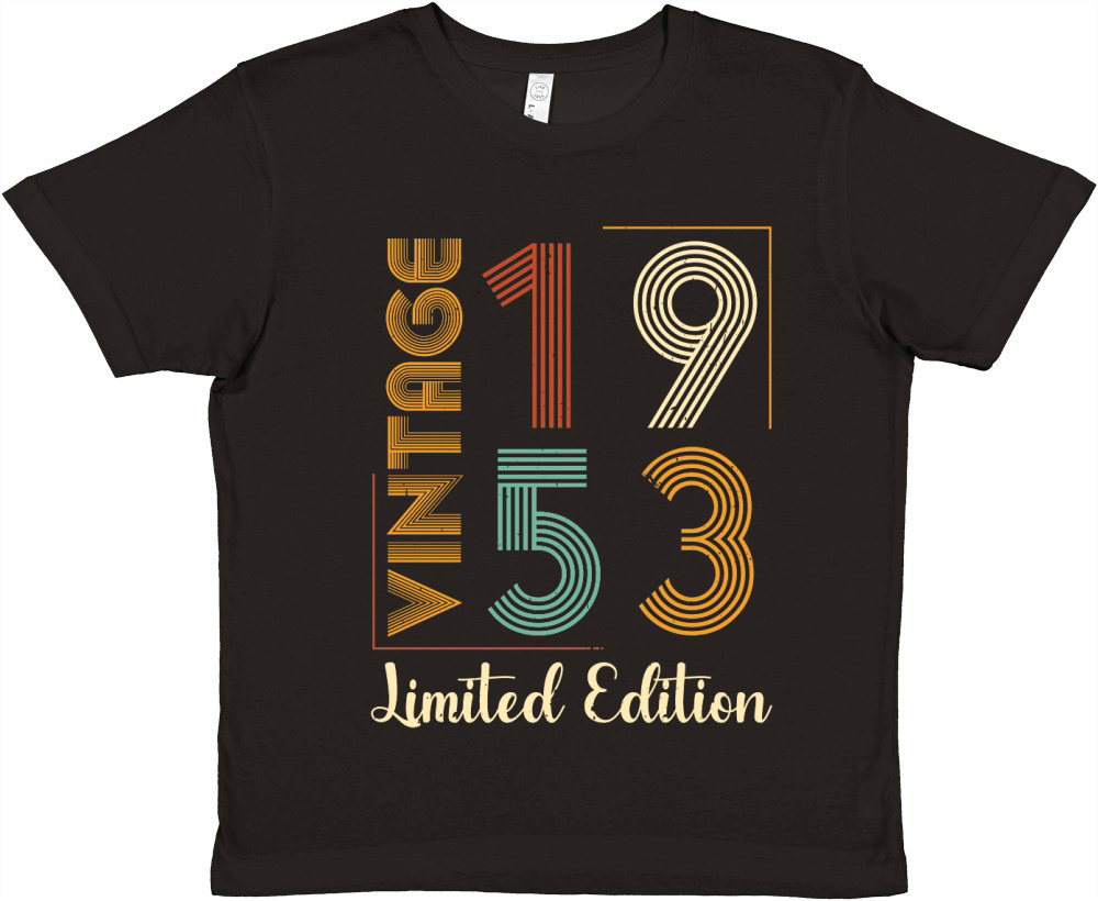 Vintage 1953 Limited Edition Birthday T Shirt Design (1) Premium Kids Crewneck T-shirt