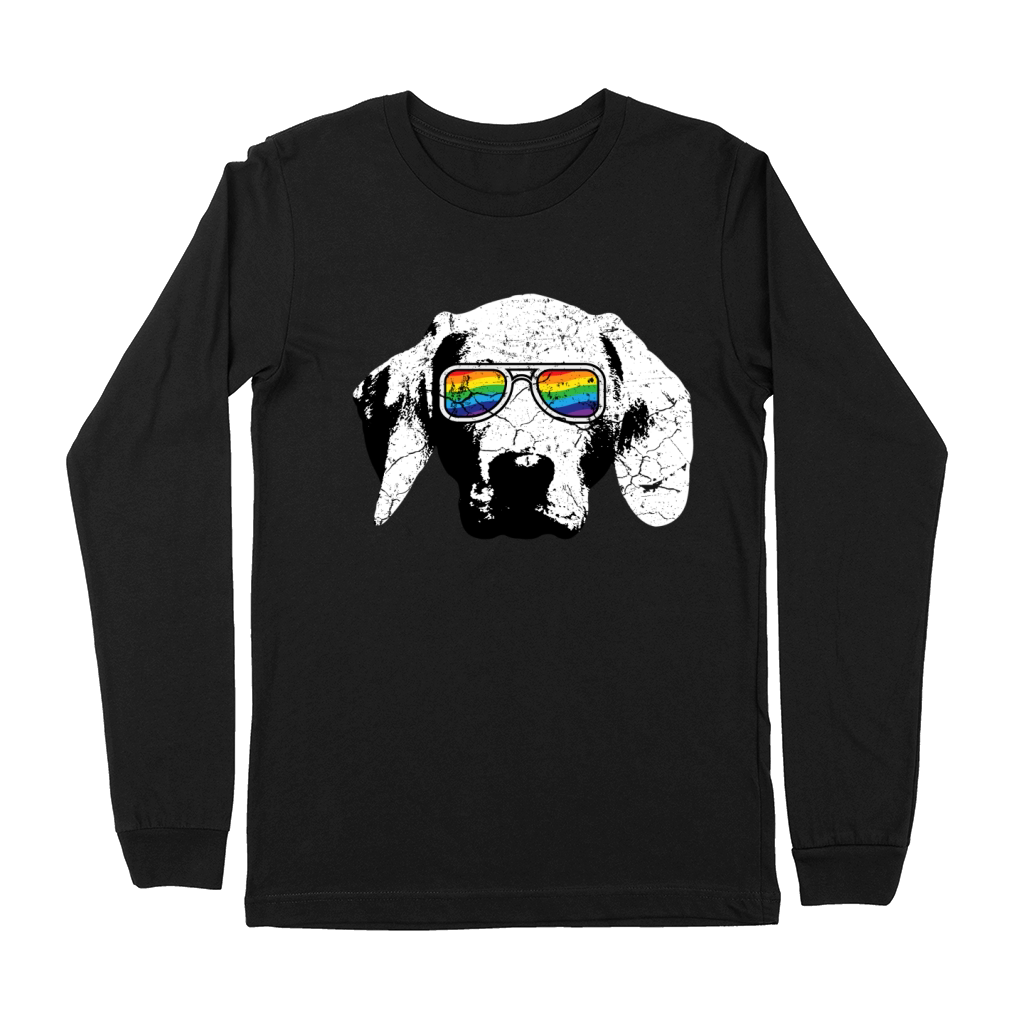 Gay LGBT Pride Dog With Weimaraner Flag Sunglasses Premium Long Sleeve