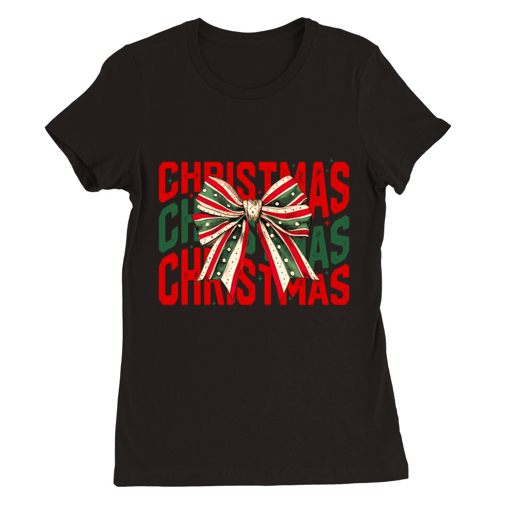 Christmas bow2 Premium Womens Crewneck T-shirt