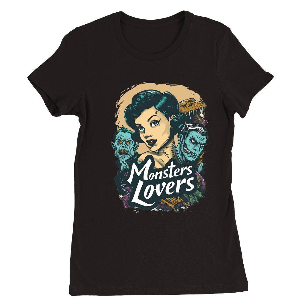 Monster Lover Vintage Halloween Premium Womens Crewneck T-shirt