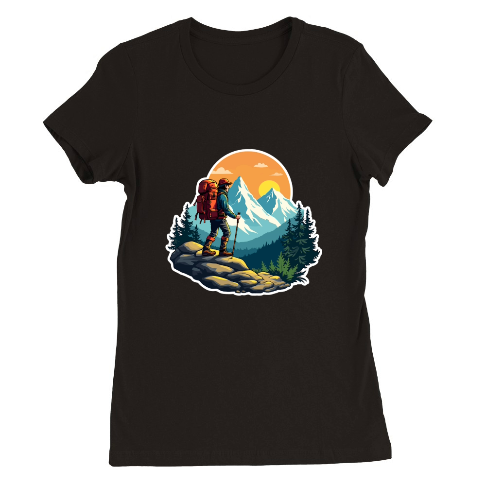 Mountain explorer hiking adventure Illus 20 Premium Womens Crewneck T-shirt