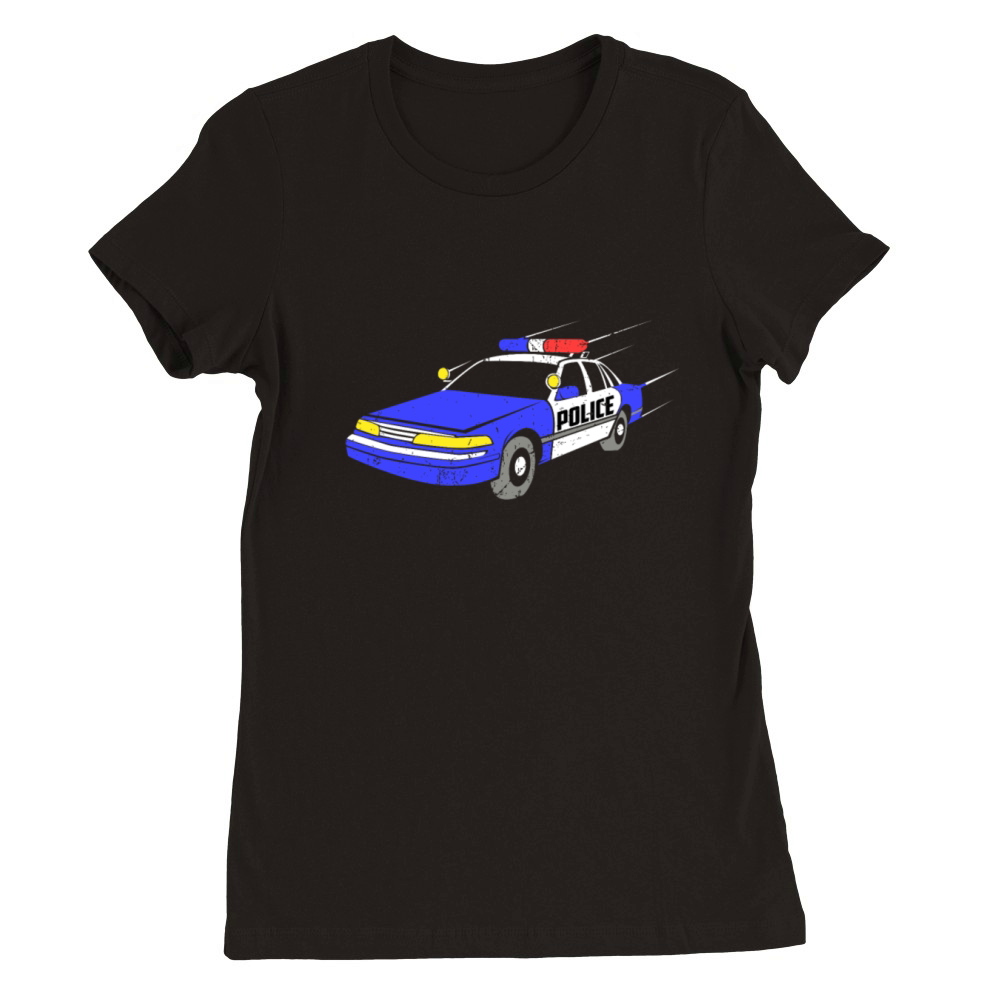 Police Car Graphic Kids Premium Womens Crewneck T-shirt