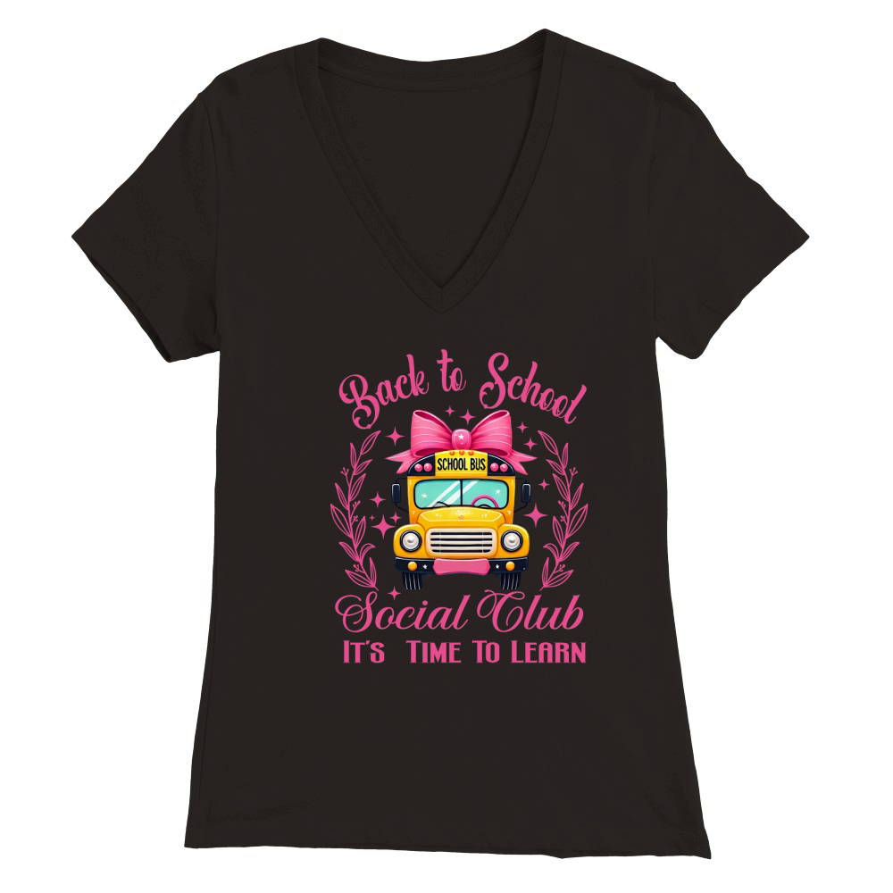 Back to School Bus Social Club 2 Premium Womens V-Neck T-shirt