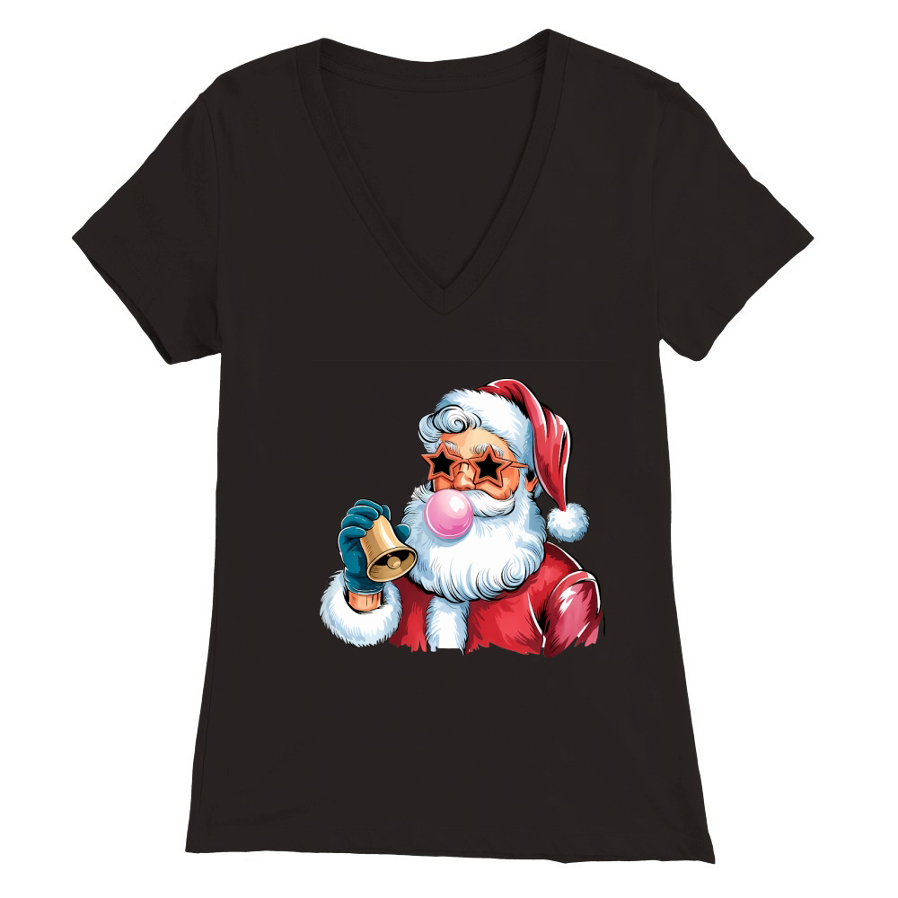 Christmas Santa Bell Vintage Christmas Premium Womens V-Neck T-shirt