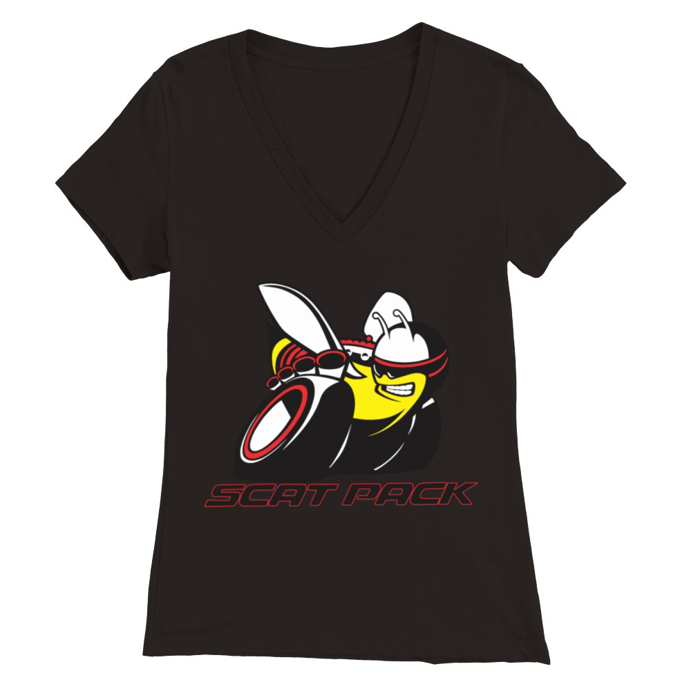 New Scat pack Red Outline Premium Womens V-Neck T-shirt