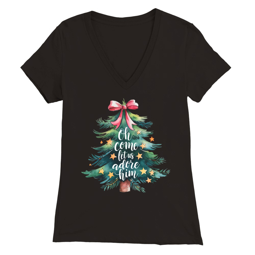 Oh Come Let Us Adore Him 01 Premium Womens V-Neck T-shirt