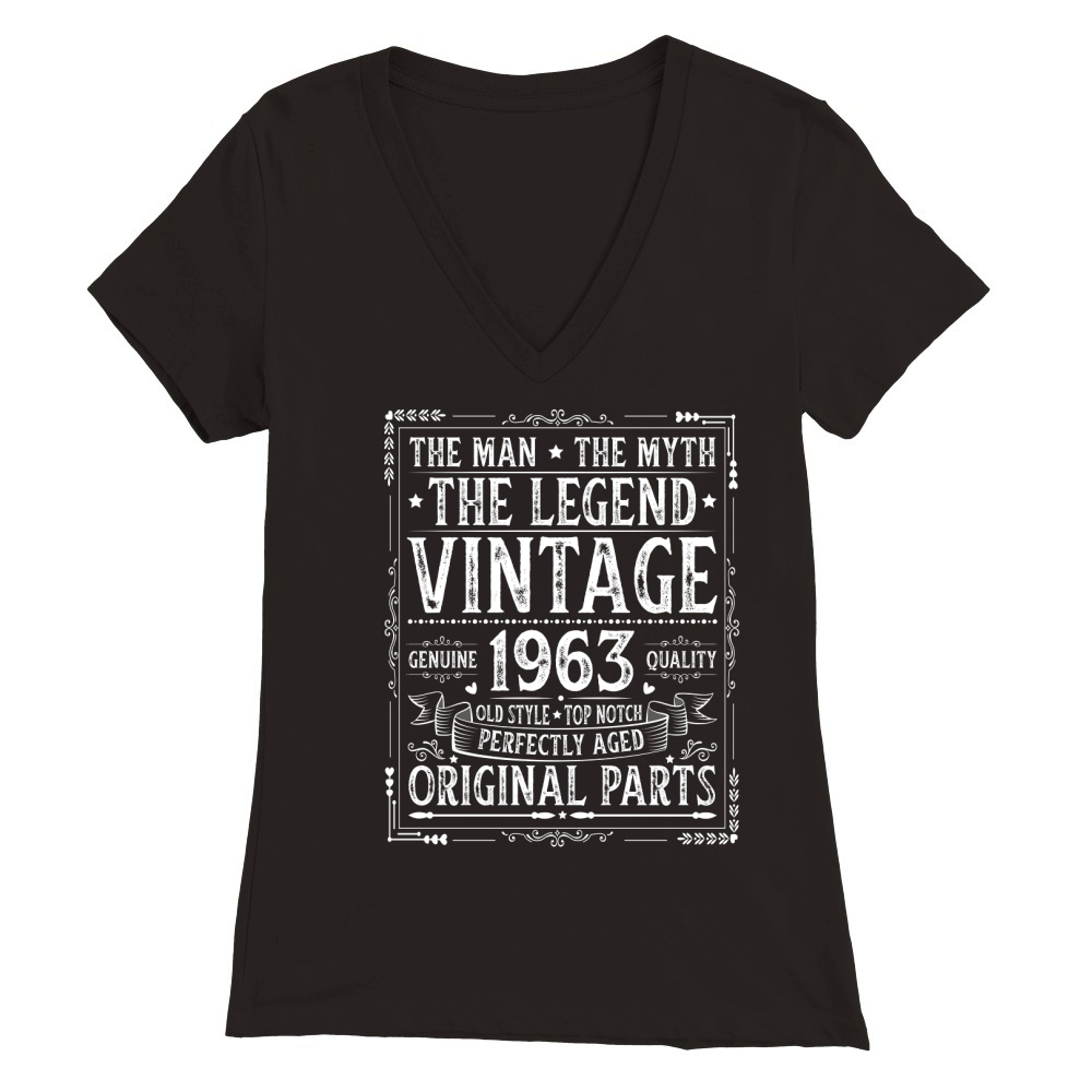 The Man The Myth The Legend Vintage 1963 Premium Womens V-Neck T-shirt