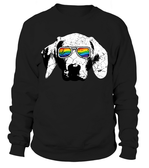 Gay LGBT Pride Dog With Weimaraner Flag Sunglasses Sweatshirt Unisex