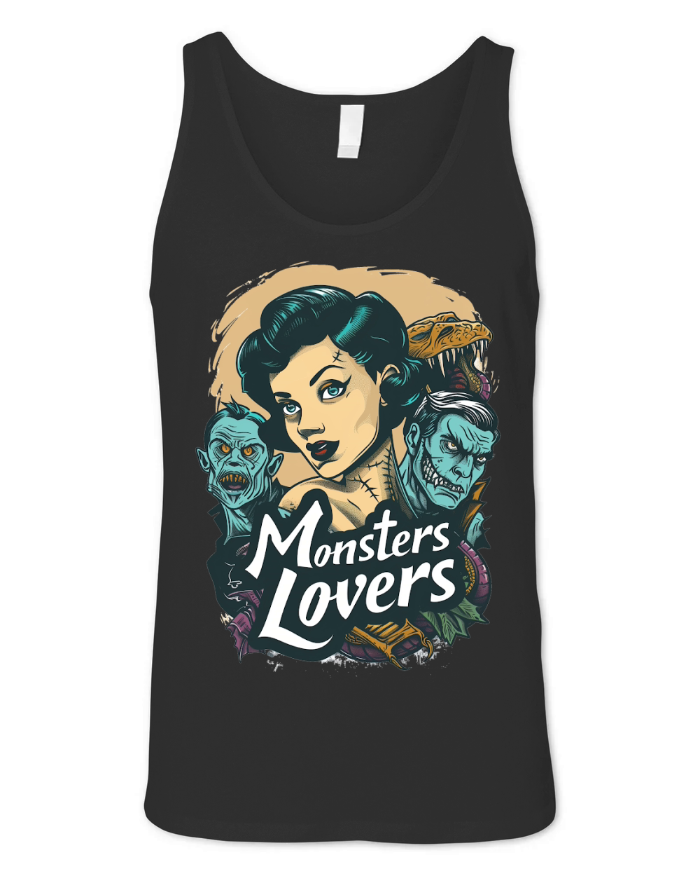 Monster Lover Vintage Halloween Unisex Jersey Tank