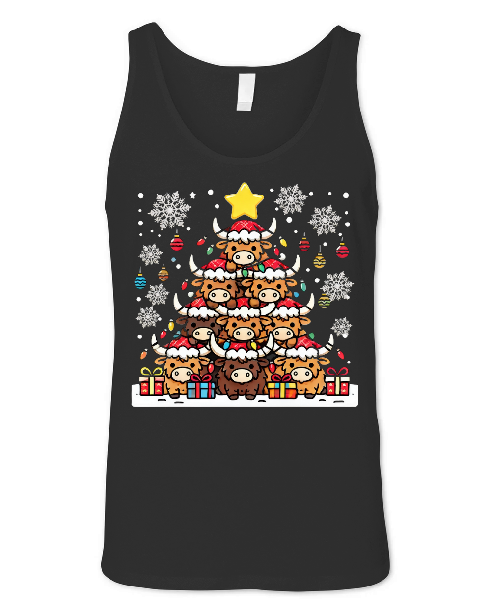 Scottish Highland Cow Christmas 1 Unisex Jersey Tank