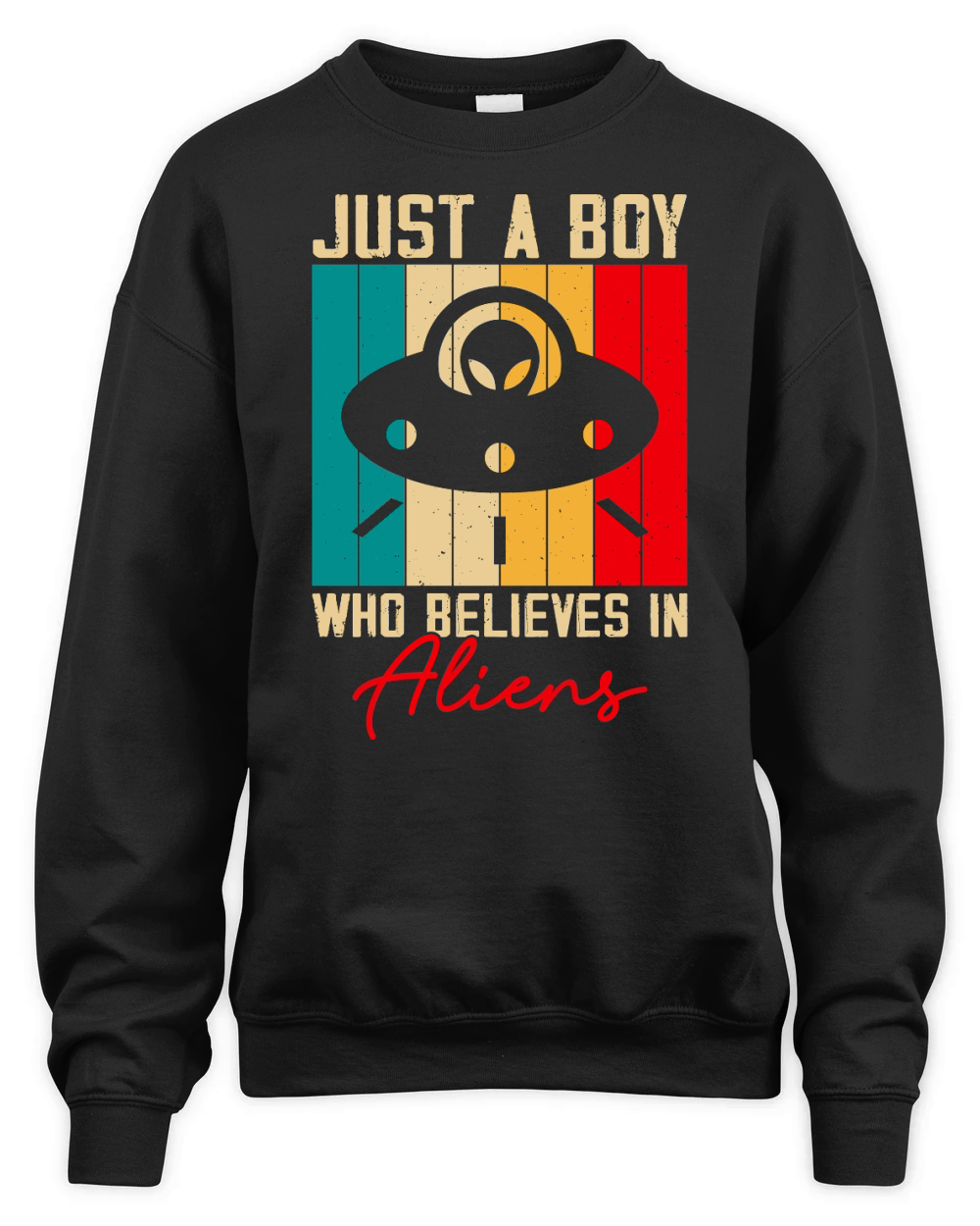 Vintage UFO Alien  just a boy who believes in Aliens 2 Unisex Premium Crewneck Sweatshirt