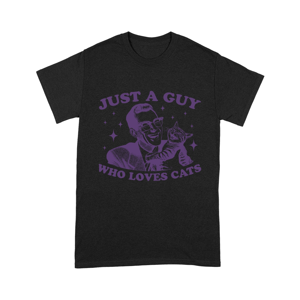 Just A Guy Who Loves Cats L Violet Unisex T-Shirt