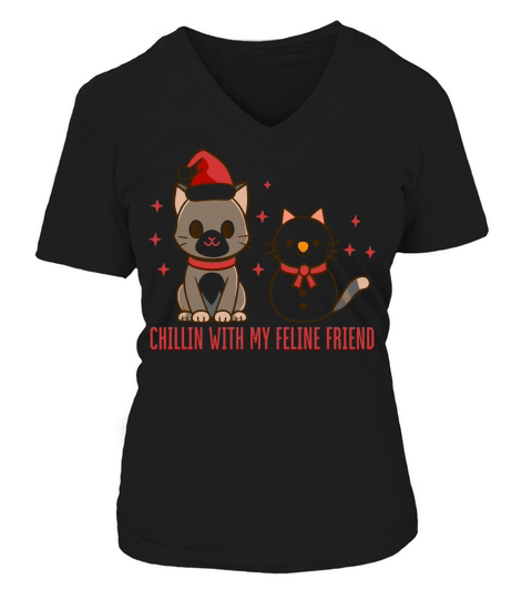 CHILLIN With My Feline Friend V-neck T-Shirt Woman