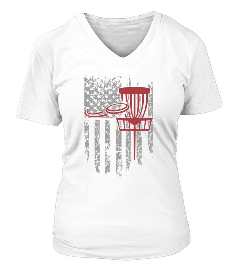 Disc Golf Shirt - 4th of July Disc Golf Flag US T shirt V-neck T-Shirt Woman